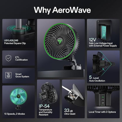 VIVOSUN AeroWave E6 Gen2, Grow Tent Clip Fan 6”, EC Motor, Smart Control - Image 7