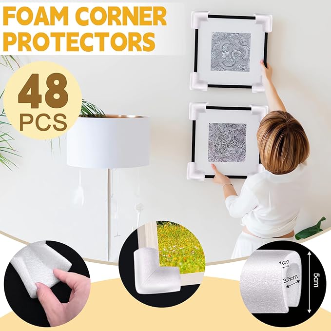 48 Pcs Foam Corner Protectors for Shipping, L-Shaped Edge Guards for TV Moving - Image 3