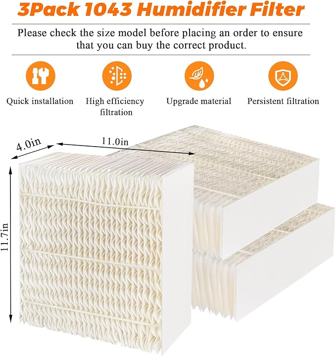 Blutoget 1043 Humidifier Wick Filters 3 Pack Replacement - Image 6