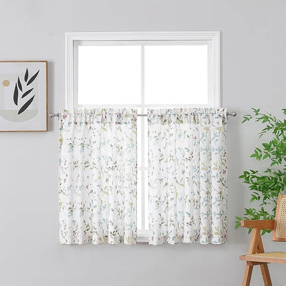 Chyhomenyc Roman Kitchen Curtains 30 Inch Length, Linen Blend Textured Small by Chyhomenyc