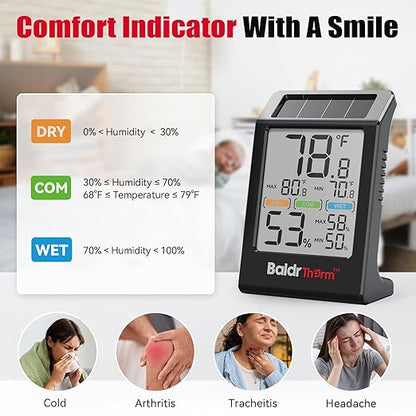 BaldrTherm Room Thermometer Indoor Humidity Meter Solar Powered - Image 6