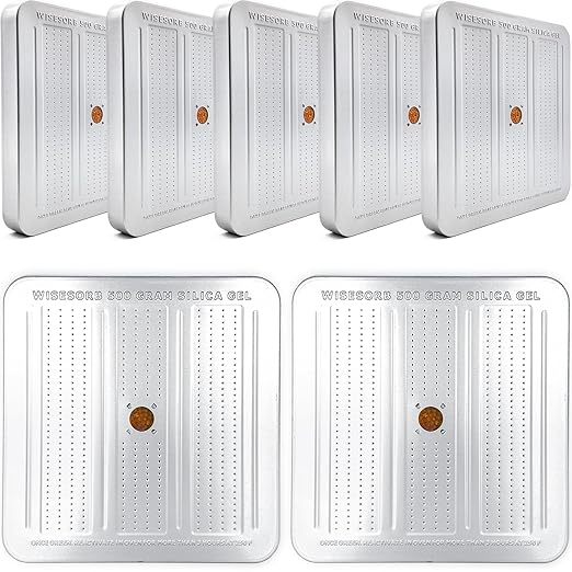 7 Packs 500 Gram Desiccant Canisters, Indicating & Rechargeable Gun Safe by Wisesorb