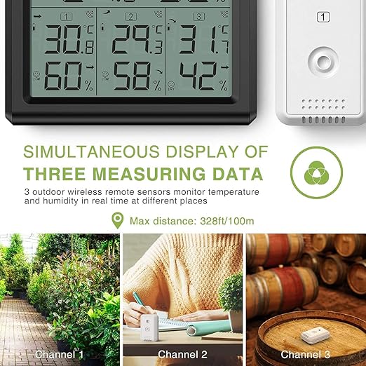 KeeKit Indoor Outdoor Thermometer, Temperature Humidity Monitor - Image 2