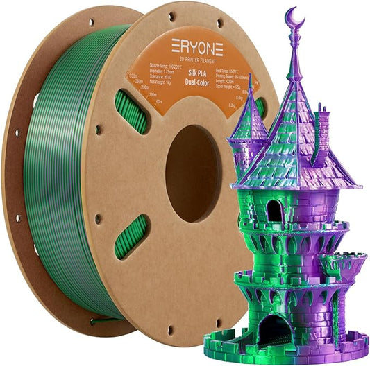 ERYONE Silk Dual Color PLA Filament 3D Printer 1.75mm +/- 0.03mm, Bicolor by ERYONE