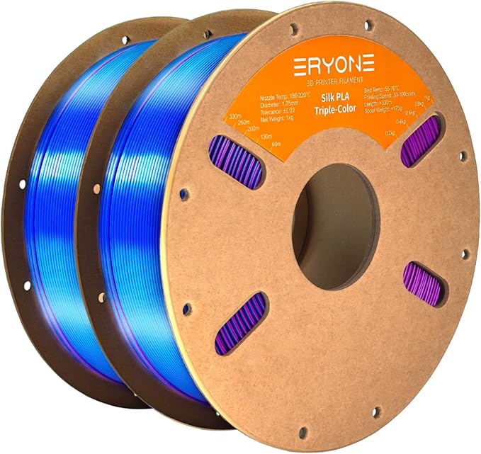 ERYONE Silk Tri Color PLA Filament 3D Printer 1.75mm +/- 0.03mm by ERYONE