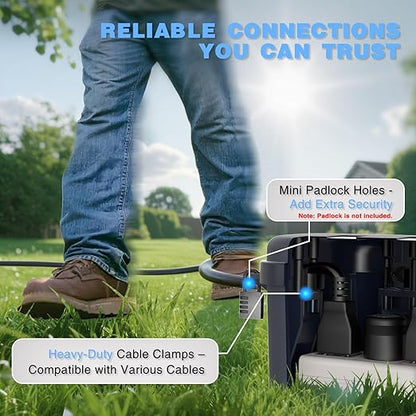 Flemoon Medium Outdoor Electrical Box, IP54 Waterproof Extension Cord Cover w/6 - Image 8