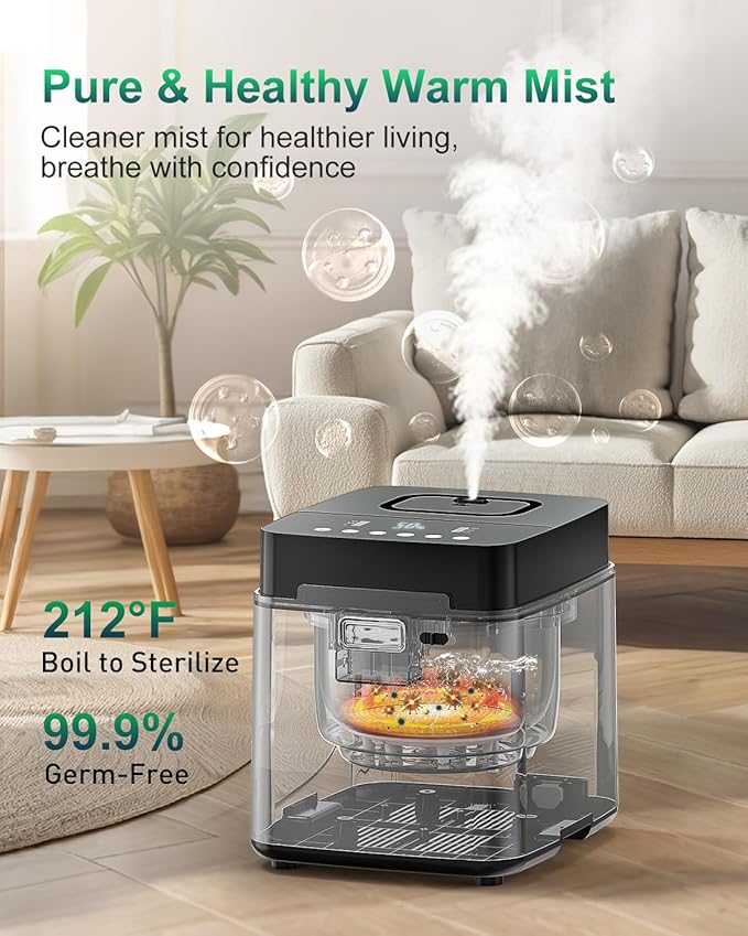 Mifasol Stainless Steel Humidifier, 3.3L/0.87Gal Steam Warm Mist Humidifiers - Image 2