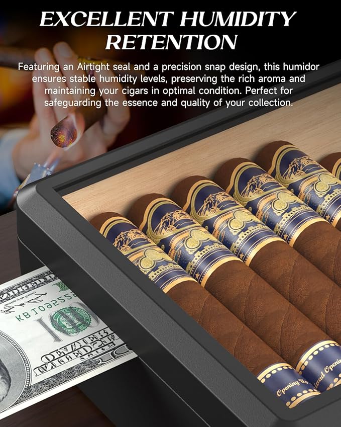 Cigar Humidor, Full Glass Top Cigar Box - Image 5