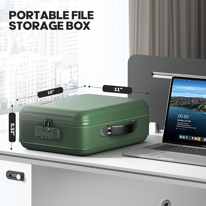 Fireproof Document Box, Hard Case Highly Flame-Resistant Fire Proof Waterproof - Image 6
