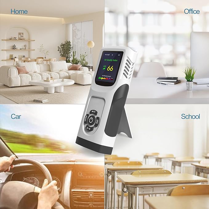 6-in-1 Air Quality Monitor Indoor CO2 Monitor, 3000mAh AQI TVOC Air Quality - Image 7