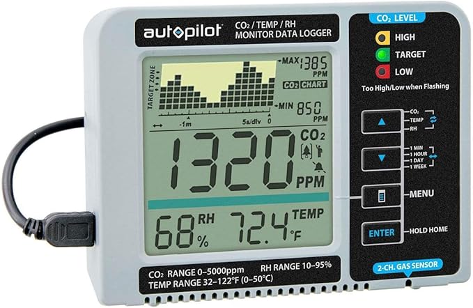 Autopilot APCEM2 Desktop Hydroponic Gardening CO2 RH Temperature Monitor and - Image 2