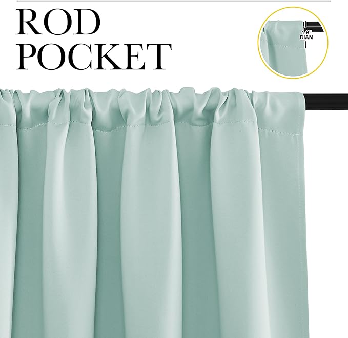 NICETOWN Window Curtains Blackout Drapes, Aqua Blue, 1 Pair, 52 by 72-Inch - Image 2
