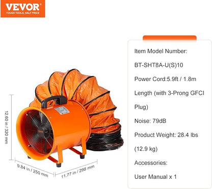 VEVOR Air Mover Blower Fan 8 Inch, 1070CFM 195W - Image 7