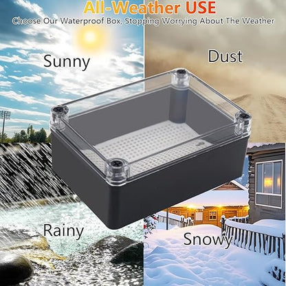 Junction Box, IP67 Waterproof ABS Black Project Box Clear Cover - Image 6