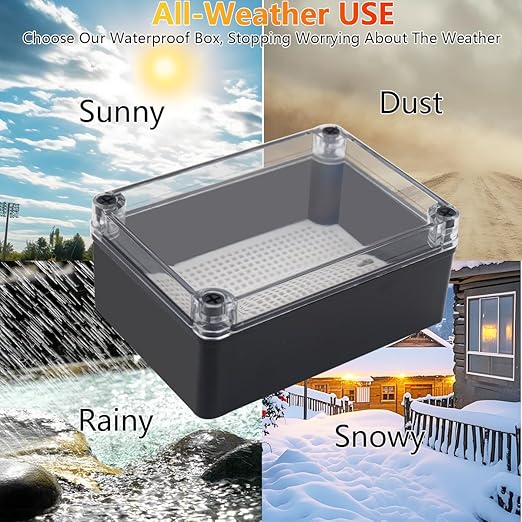Junction Box, IP67 Waterproof ABS Black Project Box Clear Cover - Image 7