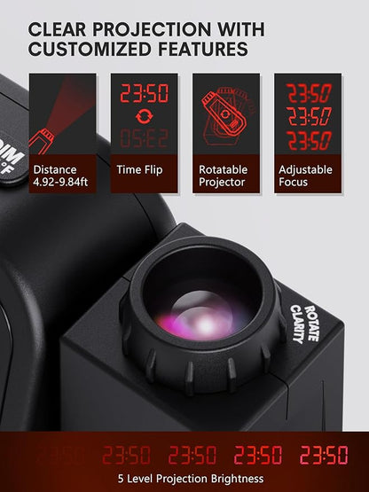 Projection Alarm Clock for Bedroom Ceiling, Digital Clock Projector - Image 4