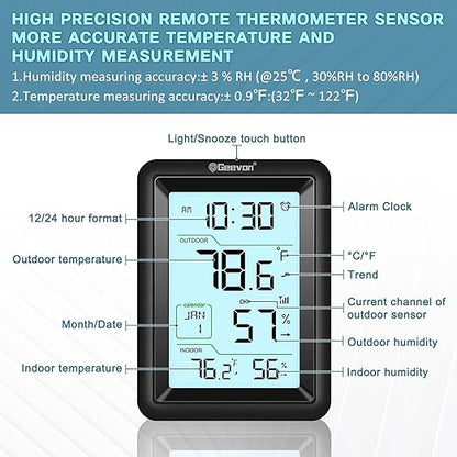 Geevon Wireless Indoor Outdoor Thermometer & Hygrometer - Image 2