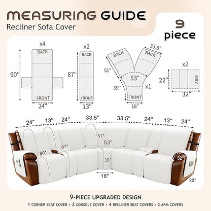 Arfntevss Waterproof Recliner Sectional Couch Covers - Image 5