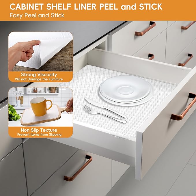 Extra Large White Shelf Liner Roll, Peel and Stick Non Slip Cabinet Liner 24" x - Image 4