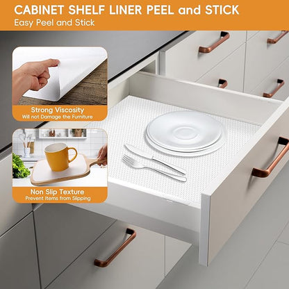White Drawer Shelf Liner, Peel and Stick Non Slip Cabinet Liner 10" x 10 FT - Image 4