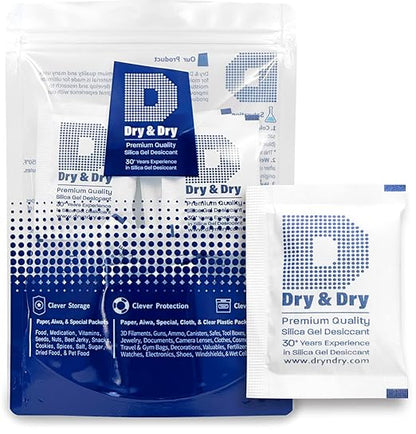 10gm Pack of 20 Dry&Dry Premium Pure & Safe Silica Gel Packets Desiccant by DryDry