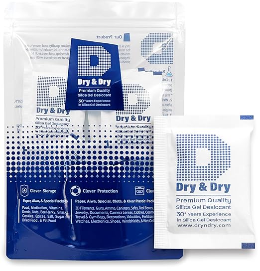 10 Gram Pack of 20 "Dry&dry" Silica Gel Packets Desiccant Dehumidifiers by DryDry