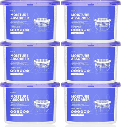 CLEVAST Moisture Absorber Boxes 6 Pack, 10 Oz Dehumidifier by CLEVAST