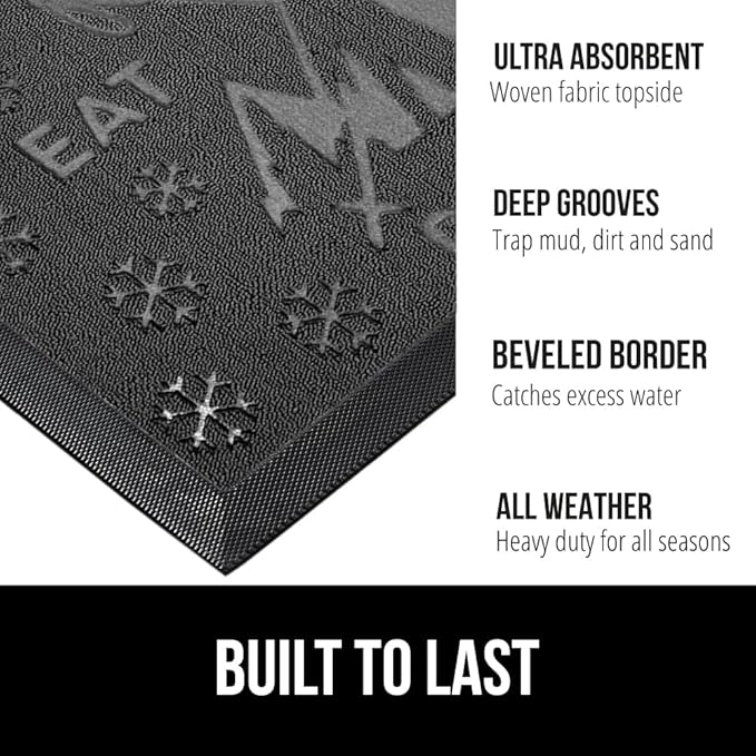 GORILLA GRIP 100% Waterproof All-Season WeatherMax Doormat 35x23, US Designed - Image 2
