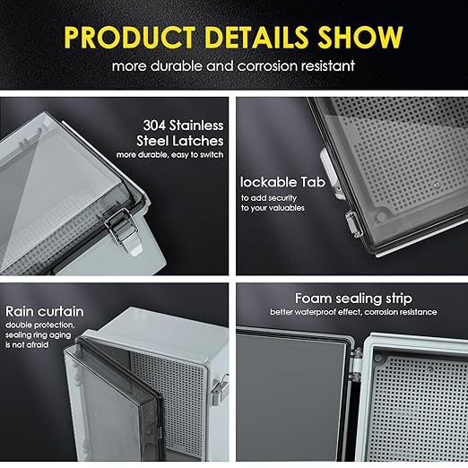 Waterproof Electrical Junction Box Outdoor, IP67 ABS Plastic Weatherproof - Image 4