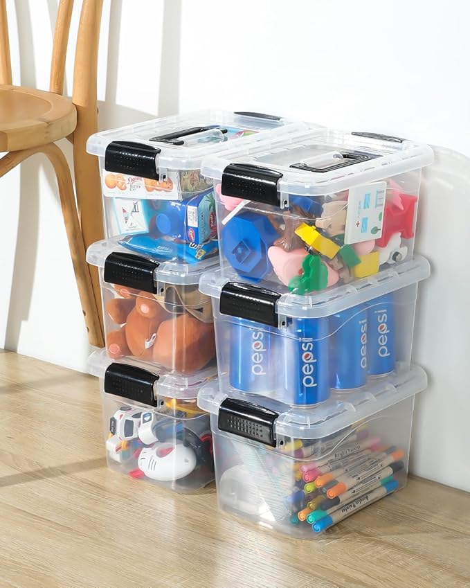 Plastic Storage Bins with Lids 6 Packs, 7 Quart Storage Organizer Bins with - Image 8