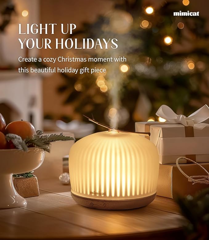 mimicat Quiet Aromatherapy Diffuser Glass: 230ML Ultrasonic Cool Mist Scent - Image 2