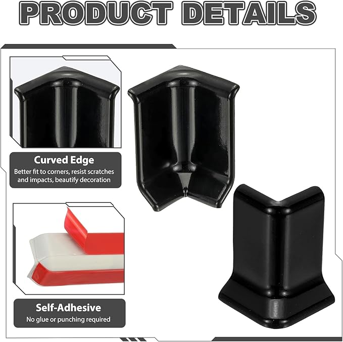 uxcell Self Adhesive Baseboard Corner Blocks, 2.2 Inch Wall Edge Corner - Image 4