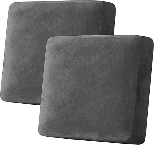 H.VERSAILTEX Velvet Stretch Couch Cushion Cover Plush Cushion Slipcover by HVERSAILTEX