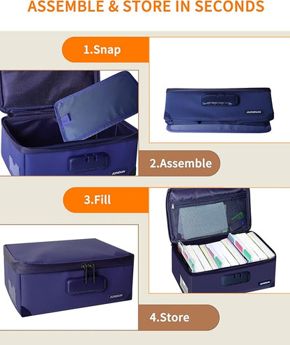 JUNDUN Index Card Holder with Lock, Collapsible Fireproof Index Card Box fits - Image 5