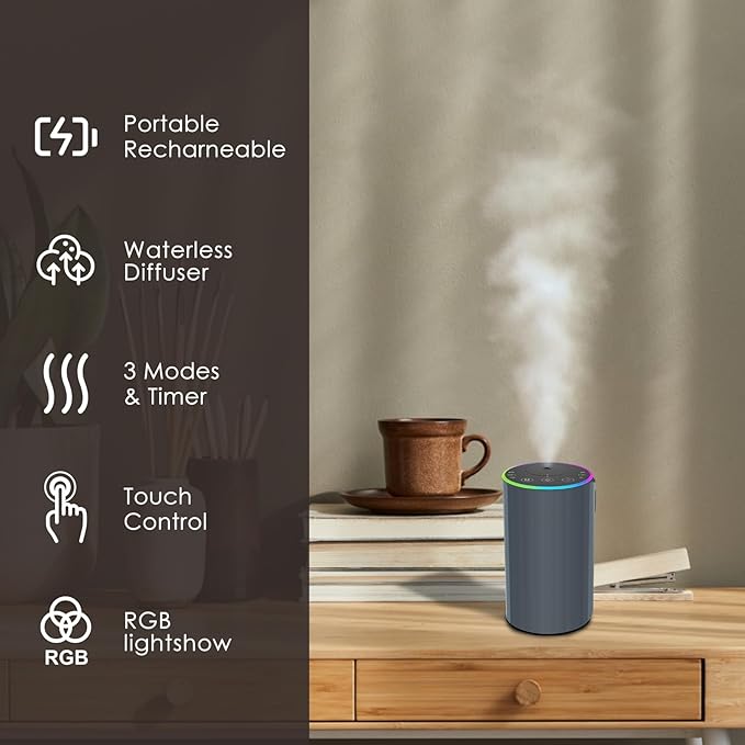 Waterless Essential Oil Diffuser, Battery Powered Mini Scent Air Machine - Image 5