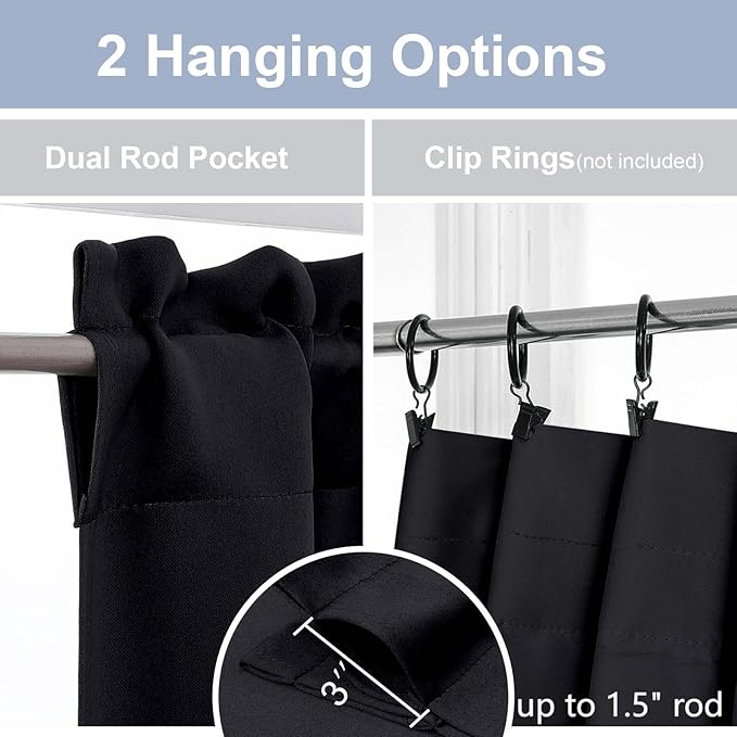 Chyhomenyc Short Black Out Curtains 45 Inch Length, Small Blackout Curtain Rod - Image 5