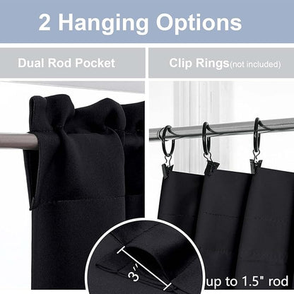 Chyhomenyc Short Black Out Curtains 45 Inch Length, Small Blackout Curtain Rod - Image 5