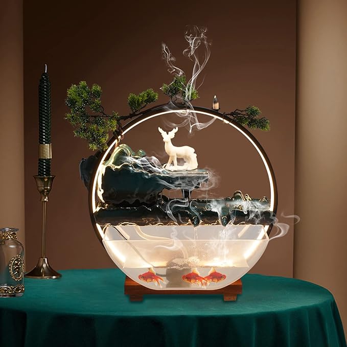 17Inch Mini Fish Tank Tabletop Decoration Indoor Waterfall Fountains Humidifier - Image 9