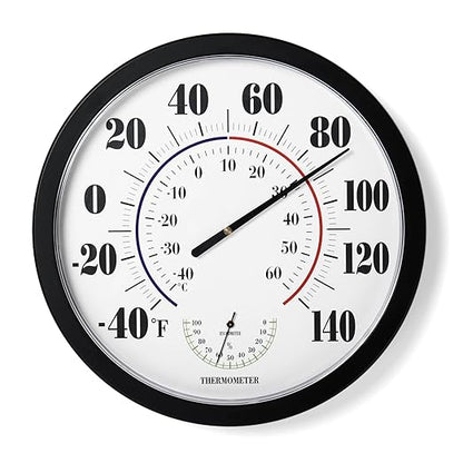Indoor Outdoor Thermometer Wall Large Numbers Thermometer No Battery 10" by LUBYBG