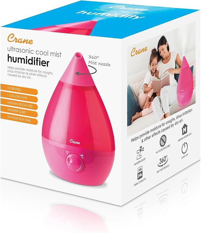 Crane Ultrasonic Humidifiers for Bedroom and Office, 1 Gallon Cool Mist Air - Image 8