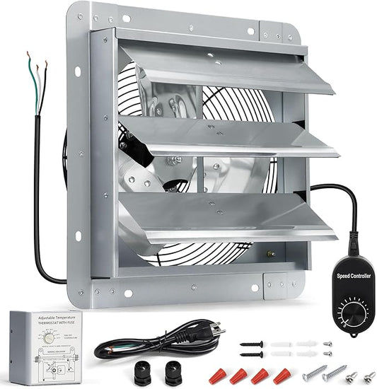 14 Inch Shutter Exhaust Fan, High Power Wall Mount Attic Fan by Hipoilk