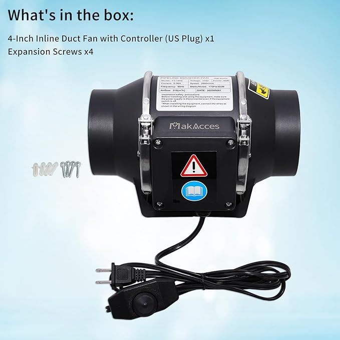4 Inch Inline Duct Fan for Hydroponic Grow Tent Greenroom 3D Printer Enclosure - Image 6