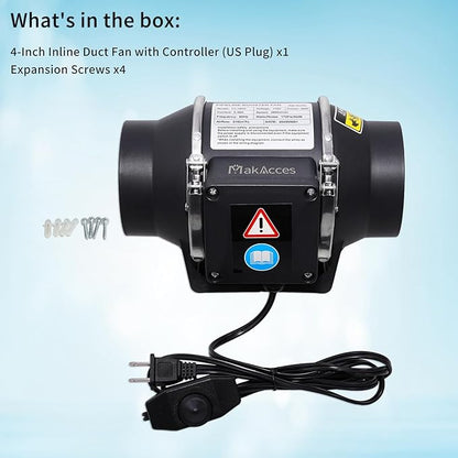 4 Inch Inline Duct Fan for Hydroponic Grow Tent Greenroom 3D Printer Enclosure - Image 6