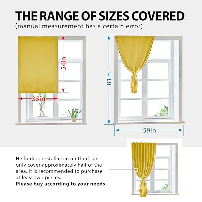 Autohesion Curtains for Windows, Bedroom Blackout Curtains for - Image 2