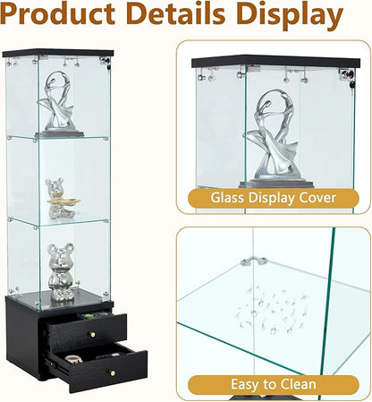 Yoluckea 3 Shelves Glass Display Cabinet - Image 4