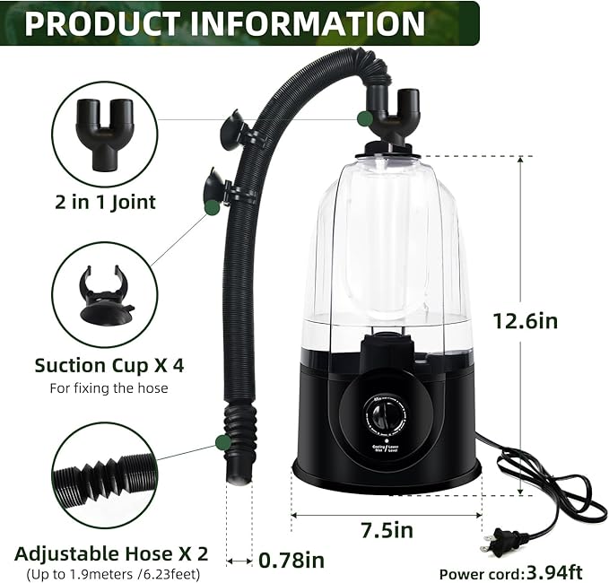 Coospider 3.8L Reptile Fogger Mister, Quiet Reptile Humidifier - Image 8