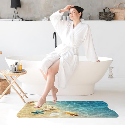 Seashell Summer Beach Bath Mat Non Slip, Starfish Blue 40 X 16 Inch Extra Long - Image 7