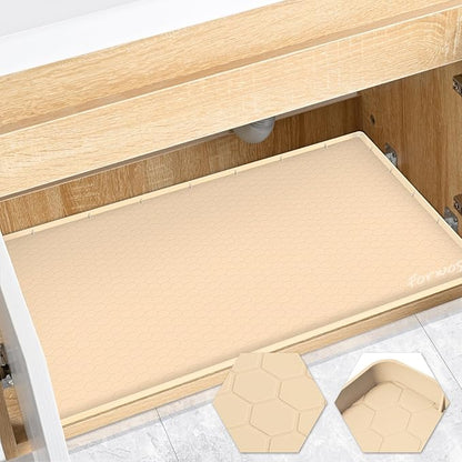Waterproof Under Sink Mat 34" x 22", Silicone Cabinet Liner, Rubber Protector by FORWOS