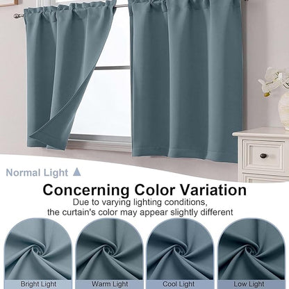 Chyhomenyc Stone Blue Short Blackout Curtains 30 Inch Length, Small Kitchen - Image 8