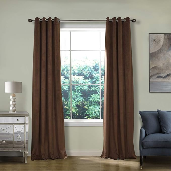 ChadMade Blackout Lined Premium Velvet Curtain Jave 100Wx108L Inch, Eyelet by ChadMade